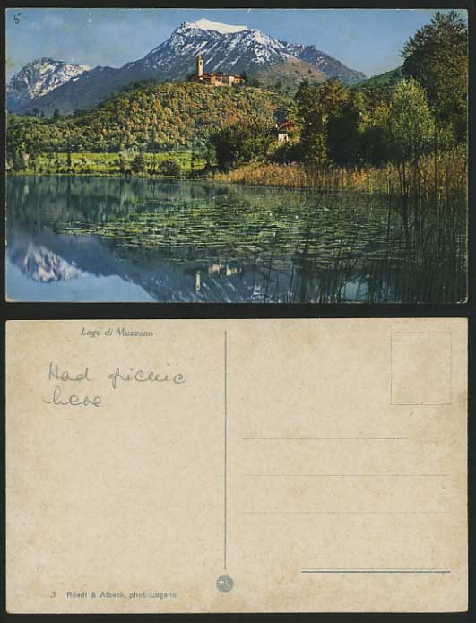 Switzerland Old Postcard LAGO DI MUZZANO Mountains Lake