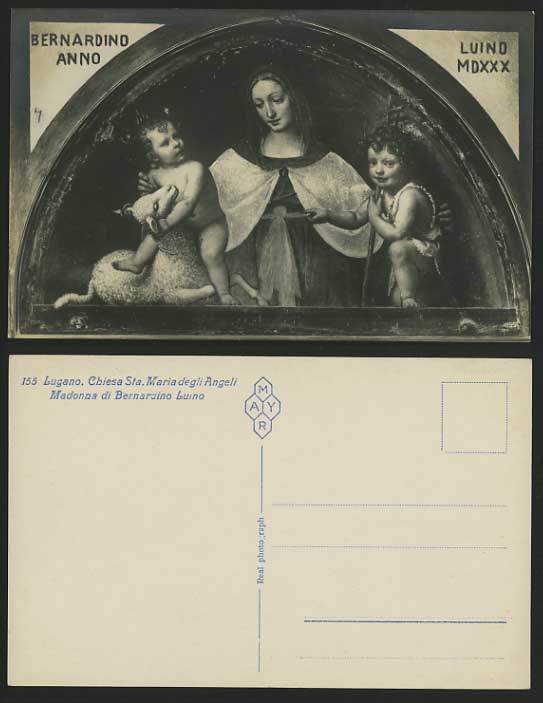 Swiss Old Postcard LUGANO Chiesa Sta Maria degli Angeli