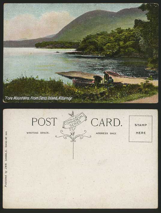 Ireland KILLARNEY Old Colour Postcard Boat Tore Mountains Denis Island Co. Kerry