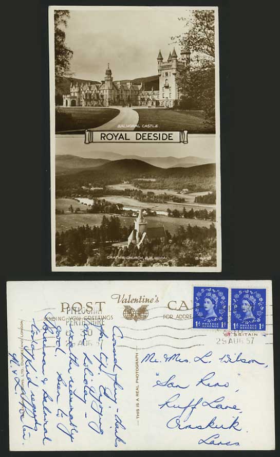 Royal Deeside BALMORAL CASTLE, CHURCH 1957 Old Postcard