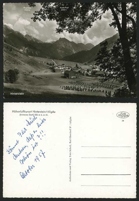 Germany 1957 Old Postcard ALLGAU Hinterstein Kugelhorn
