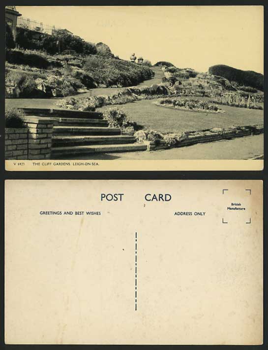 Essex Old Postcard LEIGH-ON-SEA The Cliff Gardens Steps