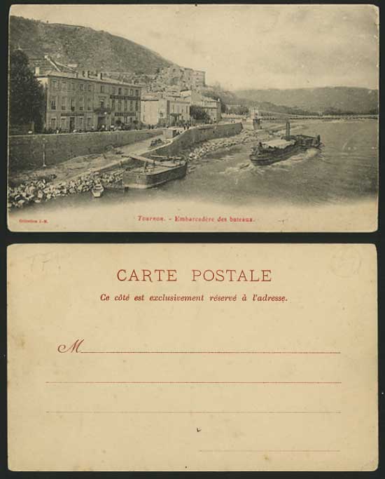 France Old Postcard TOURNON Boats, Bridge & Post Office
