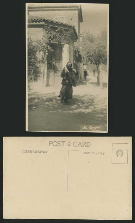 Middle East Old Real Photo Postcard Ethnic - THE BEGGAR