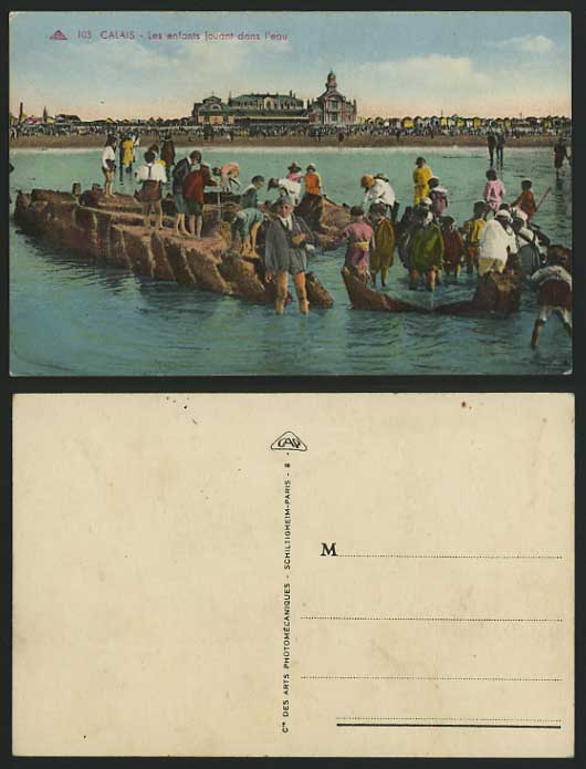 France Old Postcard CALAIS - Children Playing at Beach