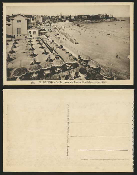 DINARD Old Postcard Beach & Casino Municipal Terrass
