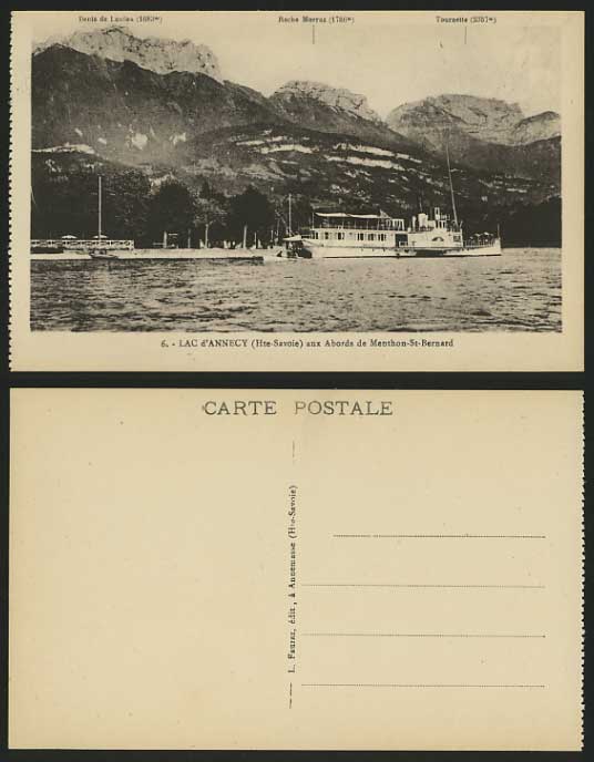 ANNECY Old Postcard - Paddle Steamer Menthon-St-Bernard