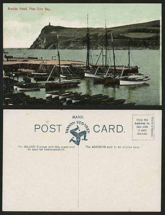 Isle of Man Old Postcard BRADDA HEAD Port Erin Bay Boat