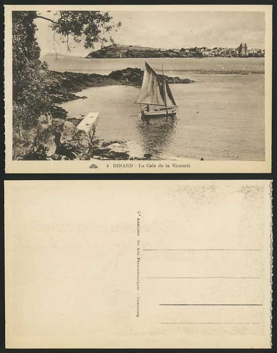 DINARD Old Postcard La Cale de la Vicomte Sailing Boat