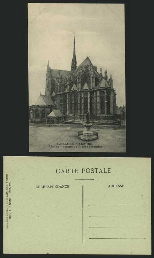 AMIENS Old Postcard Abside -  Statue of Pierre l'Ermite