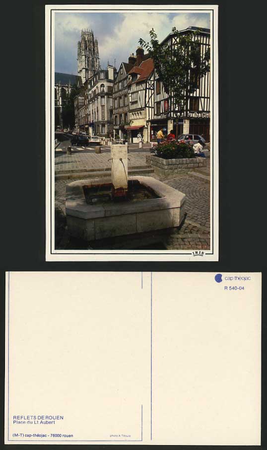 France Early Postcard ROUEN Fountain Place du Lt Aubert