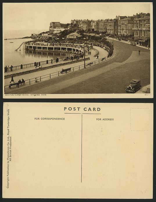 WESTON-SUPER-MARE Old Postcard Madeira Cove VINTAGE CAR