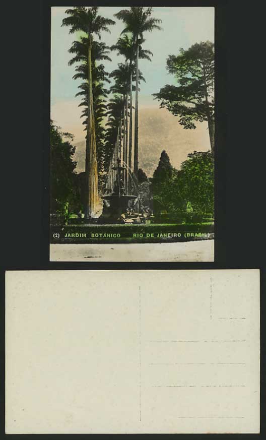 RIO DE JANEIRO Old Postcard Botanical Garden Fountains