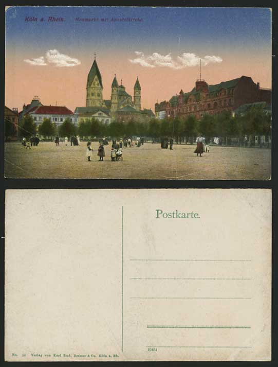 Germany Old Postcard COLOGNE Neumarkt & Church Children