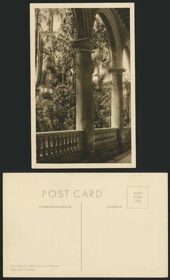 HAVANA Old RP Postcard Our Lady of Mercy Patio Cloister