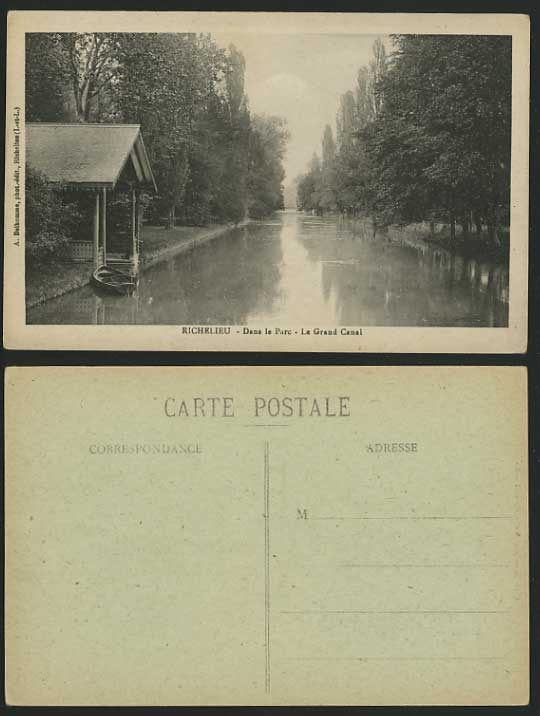 Indre-et-Loire Old Postcard RICHELIEU Boat, Grand Canal