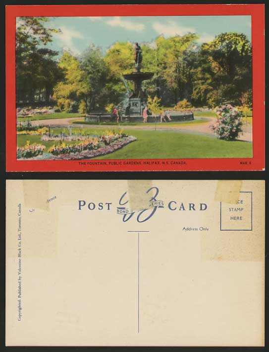 Canada Old Postcard Fountain Public Gardens Halifax NS