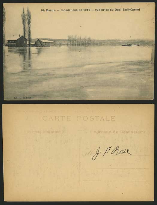 Seine-et-Marne MEAUX Inondations FLOOD of 1910 Postcard