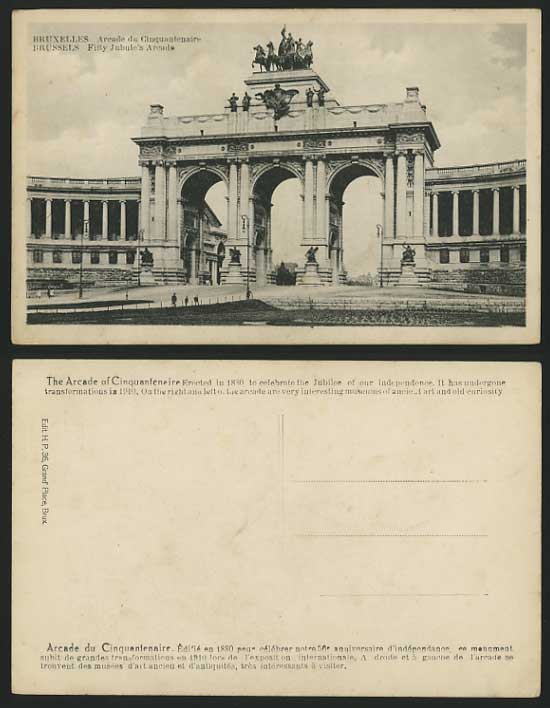 Brussels Old Postcard CINQUANTENAIRE - Arcade Jubelpark