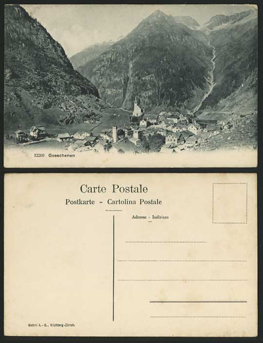 Swiss Uri Old Postcard GOESCHENEN Mountains Panorama