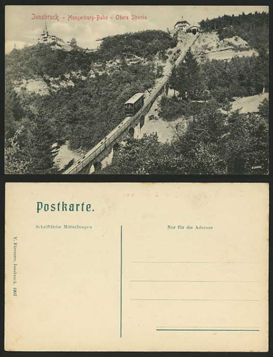 INNSBRUCK Old Postcard Hungerburg-Bahn & Railway Bridge