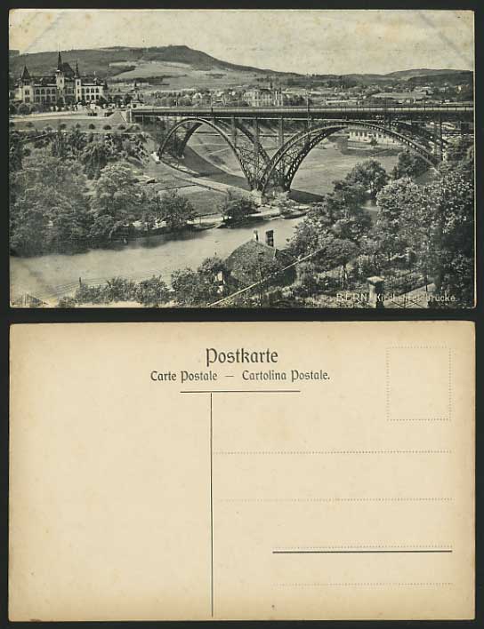 Swiss Old Postcard BERN Kirchenfeldbruecke River BRIDGE