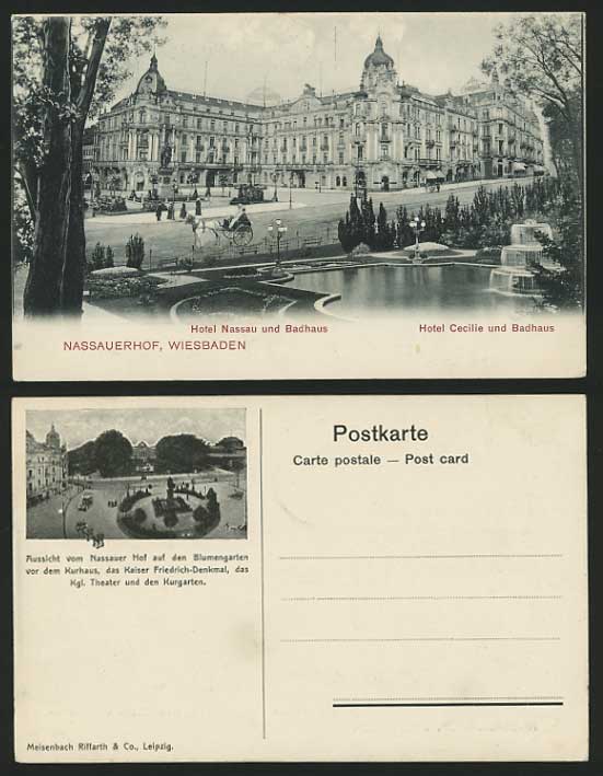 WIESBADEN Old Postcard Nassauerhof Hotel Cecilie Nassau