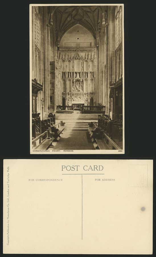 Dorset Old Postcard In CHRISTCHURCH PRIORY The Reredos