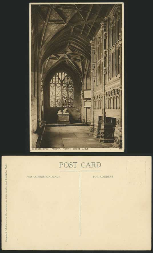 CHRISTCHURCH PRIORY Old Postcard N. Choir Aisle, Window