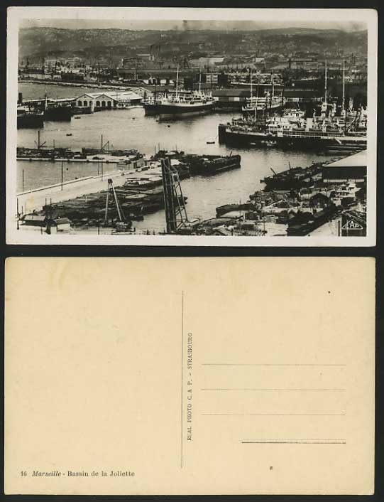 MARSEILLE Bassin de la Joliette HARBOUR Old RP Postcard