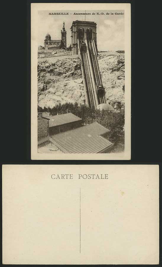MARSEILLE Old Postcard Cog Railway Ascenseurs N-D Garde