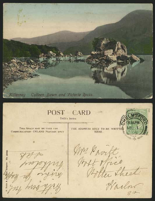 KILLARNEY 1906 Old Postcard Colleen Bawn Victoria Rocks