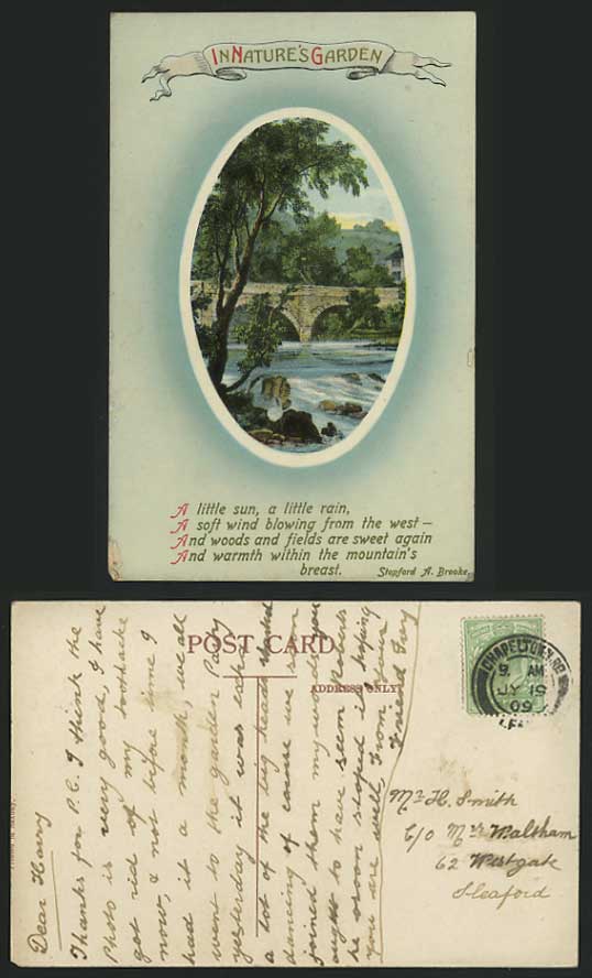 Yorkshire 1909 Old Postcard CHAPELTOWN Garden & Bridge
