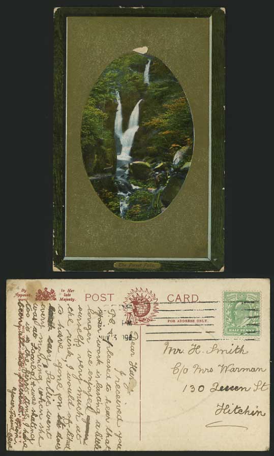 Leeds 1909 Old Colour Postcard - Forest Falls WATERFALL