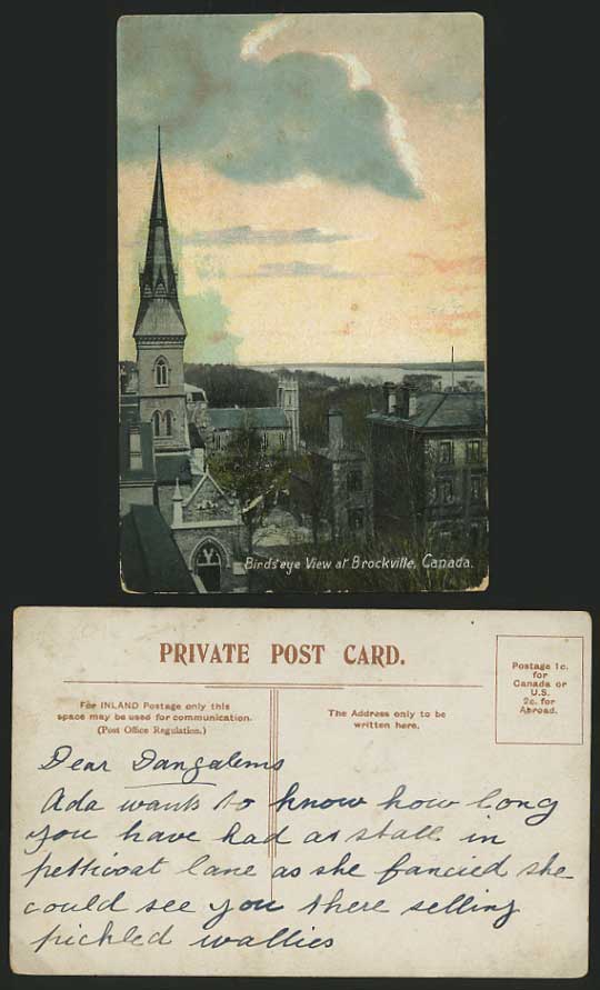 Canada Ontario Old Postcard BROCKVILLE Bird's Eye View