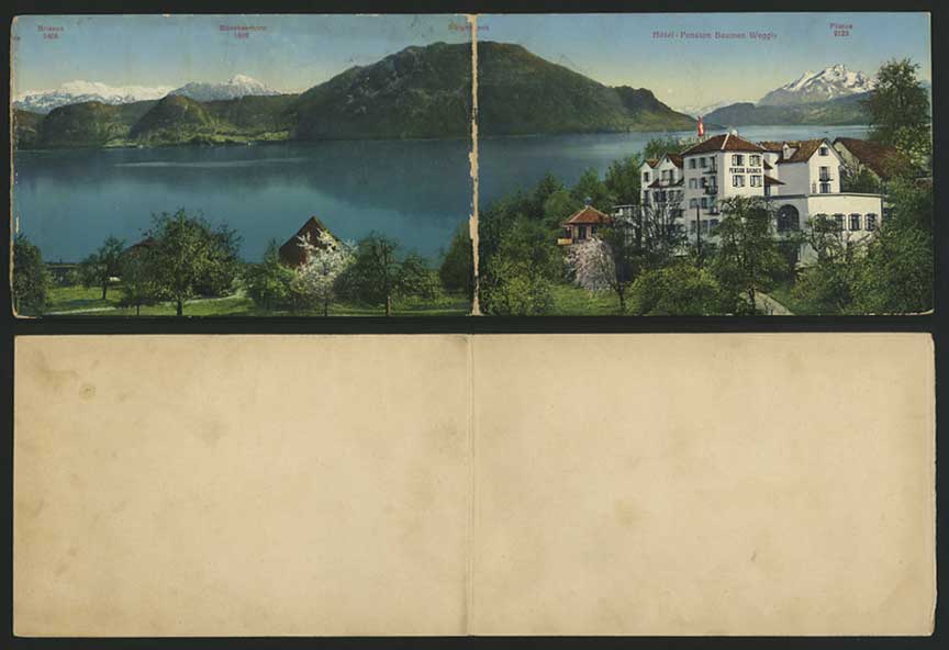 Switzerland Swiss Old Double Postcards - Panorama BRIESEN BUOCHSERHORN HOTEL