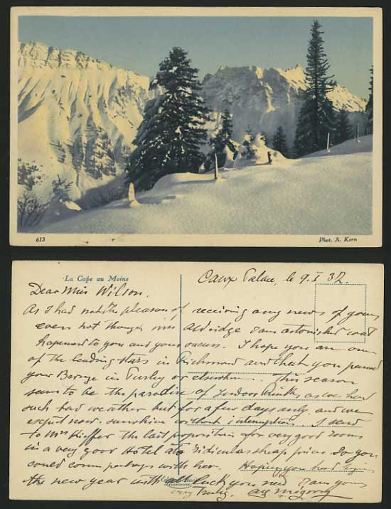 Swiss 1932 Old Postcard - CAPE AU MOINE Snowy Landscape