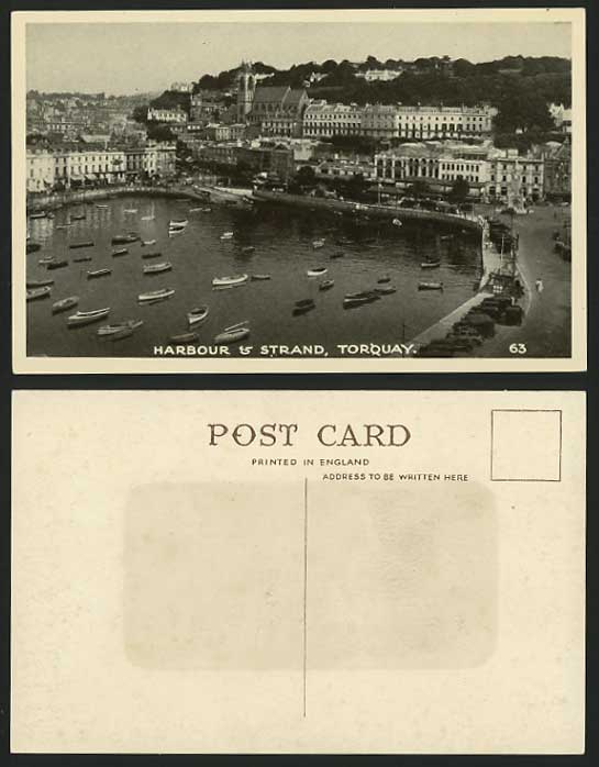 Devon Old Postcard TORQUAY Harbour Strand Boats Streets