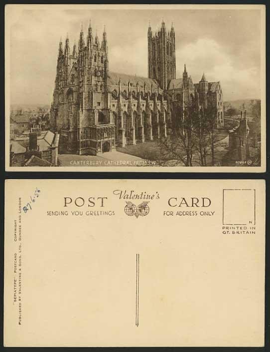 Kent 1956 Old Postcard - CANTERBURY CATHEDRAL from S.W.