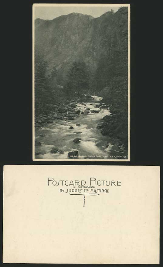 Wales Old Judges' R.P. Postcard ABERGLASLYN PASS River