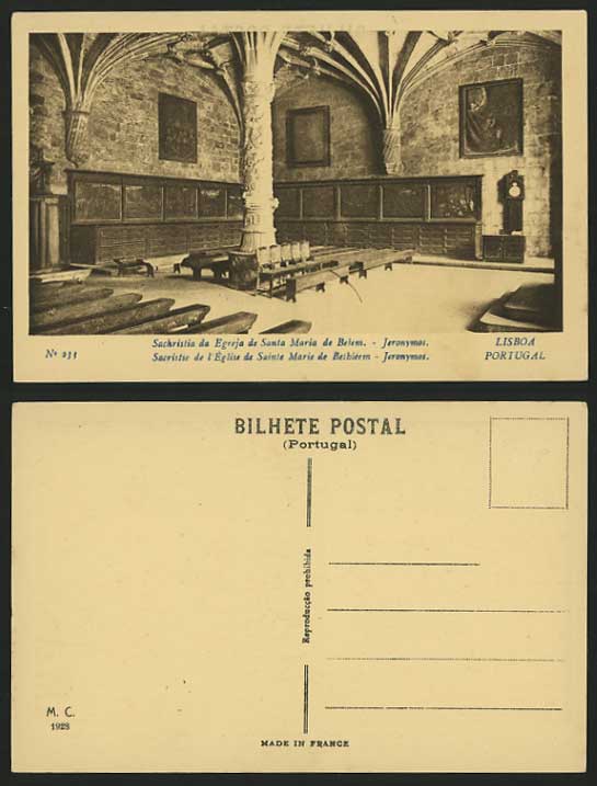 Portugal Old Postcard S. Egreja de Santa Maria de Belem