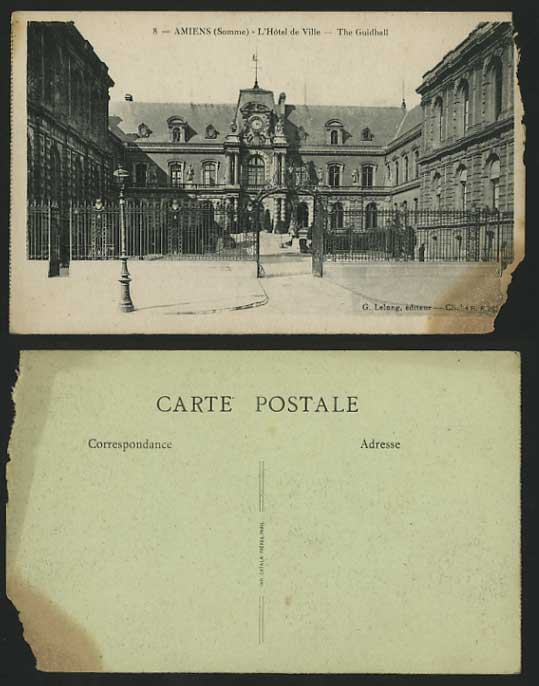 AMIENS Old Postcard Hotel de Ville Town Hall - Guidhall