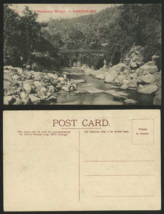 India Old B/W Postcard DARJEELING Rocks Badamton Bridge