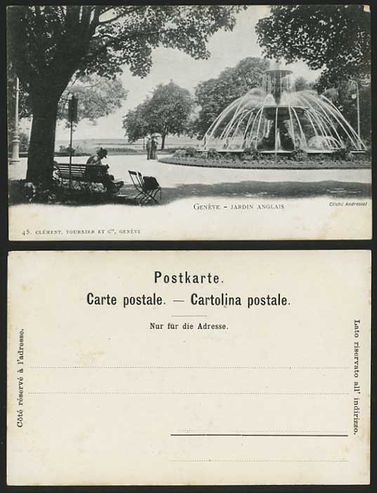 Swiss GENEVA Old Postcard English Garden Jardin Anglais