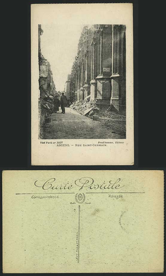 AMIENS Ruins Old Postcard Rue Saint-Germain Street View