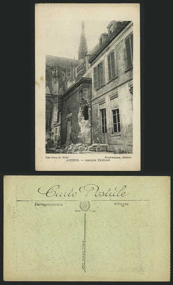 France AMIENS Ruins Old Vintage Postcard Ancien Eveche
