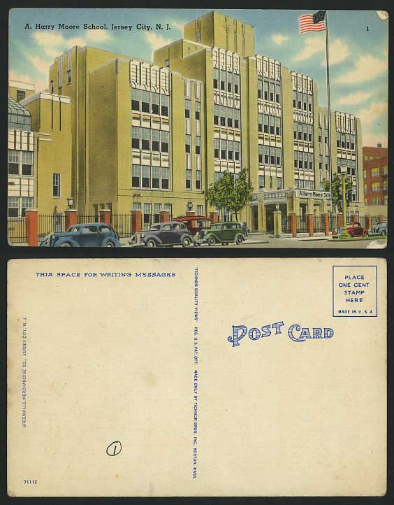 USA Old Colour Postcard New Jersey City A. Harry Moore School