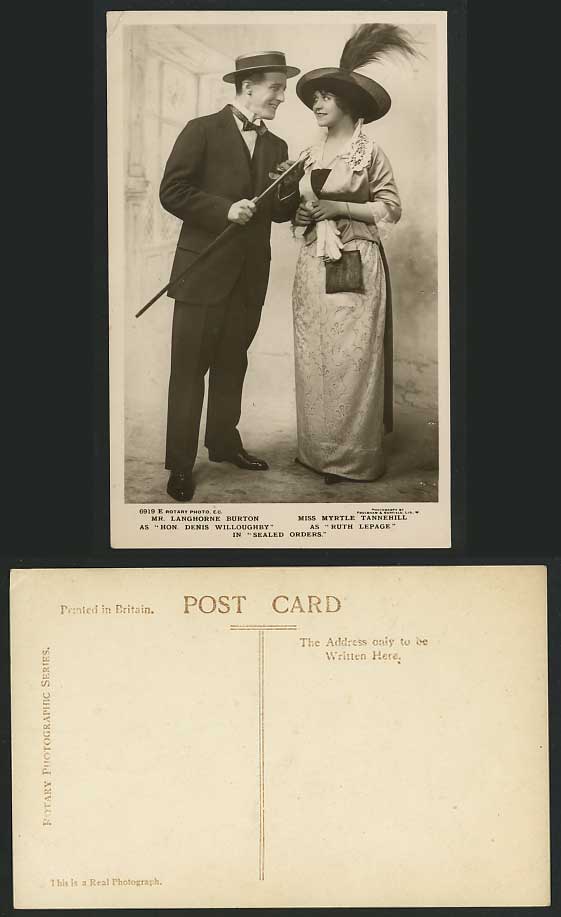 Actor LANGHORNE BURTON & MYRTLE TANNEHILL Old Postcard