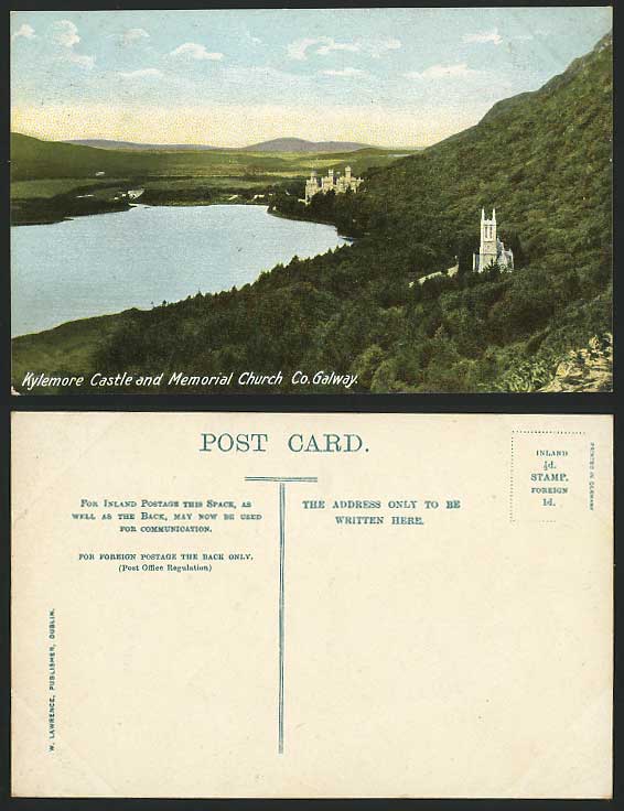 Co Galway Old Postcard KYLEMORE CASTLE, MEMORIAL CHURCH