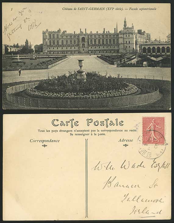 Chateau de SAINT-GERMAIN XVIe 1906 Old Postcard Gardens